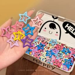 Star Hair Clips for Girls – Colorful Drip Paint BB Clips, Cute Kids Hair Accessories with Glossy Finish Hair Pins and Clips
