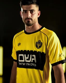 New Beitar Jerusalem Split Black Yellow Lion Competition Jersey Breathable Mesh Short Sleeve Soccer Family Matching Y2K Comfort