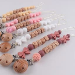 Customizable Name Baby Pacifier Chain Food Grade Bowtie Silicone Anti-drop Clip Teething Toy Lanyard for Newborn