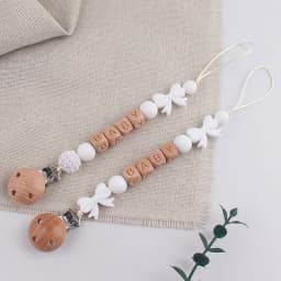 Customizable Name Baby Pacifier Chain Food Grade Bowtie Silicone Anti-drop Clip Teething Toy Lanyard for Newborn