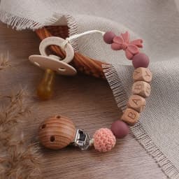 Customizable Name Baby Pacifier Chain Food Grade Bowtie Silicone Anti-drop Clip Teething Toy Lanyard for Newborn