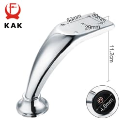 KAK 4pcs Bright Chrome Furniture Leg Metal Table Feet Sofa Bed Legs Replacement Manicure Pillow Feet Furniture Hardware