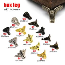 4pcs Jewelry Chest Wood Box Gift Wine Case Decorative Feet Leg Corner Protector Support Bracket with screws Golden Silver Bronze