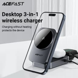 ACEFAST Foldable 3in1 15W Magnetic Wireless Charging Holder For iPhone 16/15 Pro Max Desktop Charging Station For IWatch/Airpods