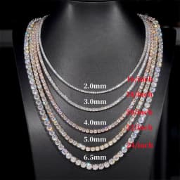 Certified GRA Moissanite Tennis Necklace 3/4/5/6mm Solid 925 Sterling Silver Diamond Tennis Necklaces for Women Man MS035
