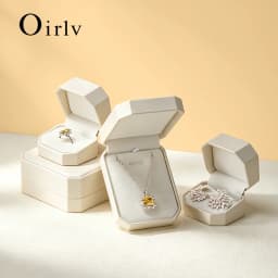 Oirlv Wedding Ring Box Leather Jewelry Box Earring Bracelet Necklace Box Gift Jewelry Organizer Ring Box for Engagement Proposal