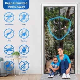 Magnetic Mosquito Screen Door,Fiberglass Mesh Curtain,Auto Closing Insect-Proof,Hands-Free Net for Patio,Front French Doors