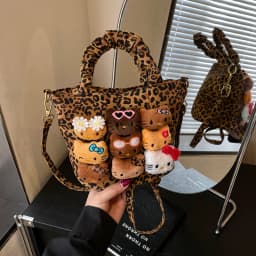 Cartoon Crossbody Bag Fashion Leopard Print Handbag for Girls Cute Women Toddler Shoulder Purse Travel Handbag Gift