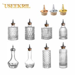 Vintage Glass With Stainless Steel Caps Cocktail Bitters Bottles With Cap Kitchen Seasoning Tools Bar Bartender Accessories