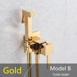 Rose Gold Bidet Faucet Wall mounted Toilet spray Bathroom Shower Tap Cold and Hot Mixer Handheld Spray Gun Wash Basin Crane