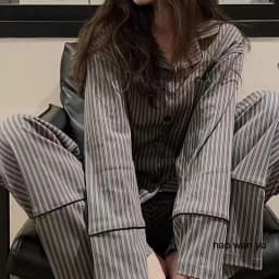 Pajamas for Women in Spring and Autumn Long Sleeved Striped Thin Design Can Be Worn Externally Student Sleepwear Two Piece Set