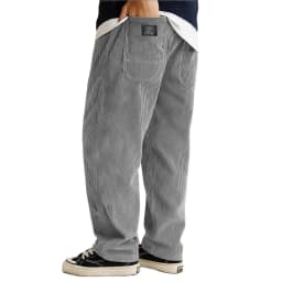 Autumn Winter Fashion Men's Solid Color Simple Basic Casual Trendy Loose Wide Leg Straight Corduroy Trousers Male Pants Clothes