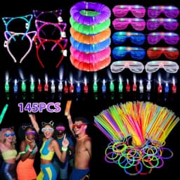 145PCS Glow in The Dark Party Supplies, Light Up Party Favors Bulk Party Pack, Glow Party Supplies, Neon Party Supplies