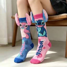 New Style Funny Stitch Cartoon Anime Cartoon Character Personalized Novelty Socks Men Women Breathable Cotton Stocking