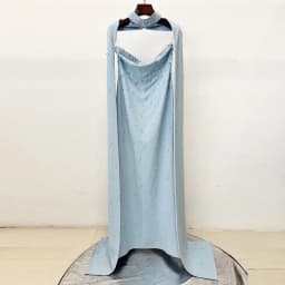HIGH QUALITY Newest 2026 Designer Fashion Women's Party Gown With Detachable Cape Diamonds Beaded Embellishments Long Dress