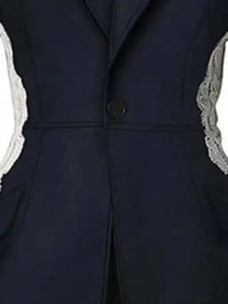 DEAT Fashion Women's Blazer New Fashion Notched Lace Patchwork Long Sleeve Contrast Suit Jackets Female Spring 2025 17A1298