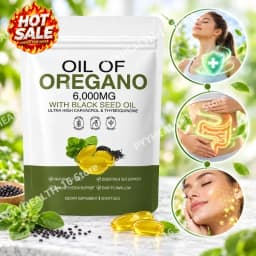 Oil of Oregano Softgels 6000mg with Black Seed Oil for Immune System & Digestive Support,Antioxidant Support Soy-Free 60 Count