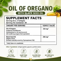 Oil of Oregano Softgels 6000mg with Black Seed Oil for Immune System & Digestive Support,Antioxidant Support Soy-Free 60 Count
