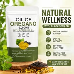 Oil of Oregano Softgels 6000mg with Black Seed Oil for Immune System & Digestive Support,Antioxidant Support Soy-Free 60 Count