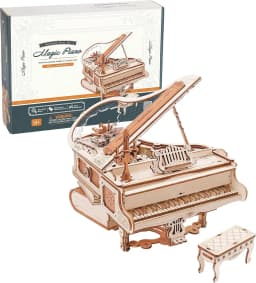 ROKR Magic Piano - 3D Wooden Puzzle, 233-piece Mechanical Music Box, Automatically Playable, DIY Model, Adult Home Decor Gift