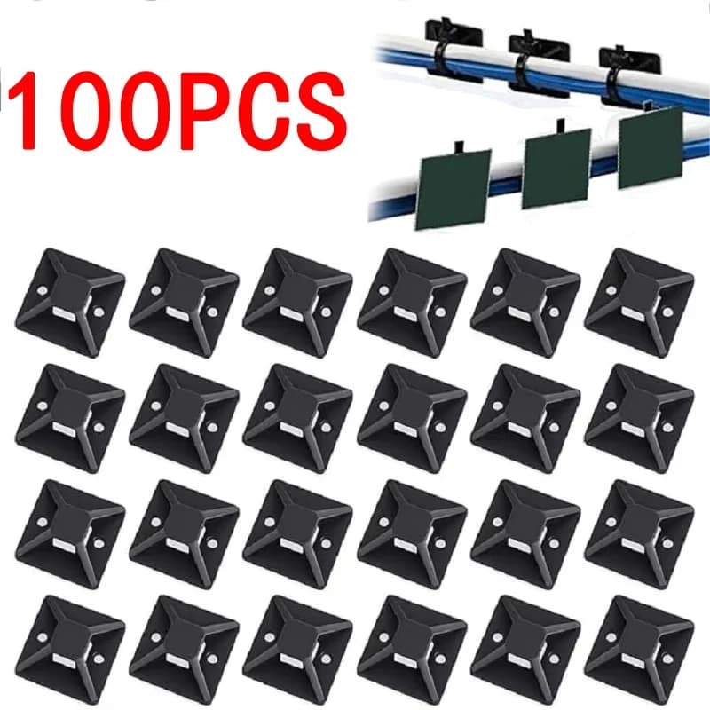Cable Organizer 50 Pcs Self Adhesive Nylon Removable Base Cord Management Base Mount Zip Tie Mounts For Outdoor Cable Organizer