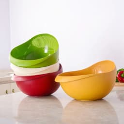 Rice Sieve Plastic Colander Kitchen Drain Basket with Handles Rice Bowl Strainer Basket Sink Drain Kitchen Tools