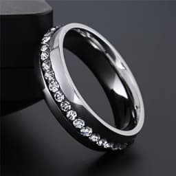 Modyle New Fashion CZ Stones Ring for Women Punk Vintage Gold Silver Color Stainless Steel Crystal Finger Band Elegant Jewelry
