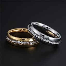 Modyle New Fashion CZ Stones Ring for Women Punk Vintage Gold Silver Color Stainless Steel Crystal Finger Band Elegant Jewelry