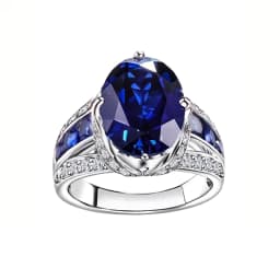 Huitan Gorgeous Oval Blue Cubic Zirconia Rings for Women Silver Color Wedding Anniversary Party Elegant Lady Accessories Jewelry