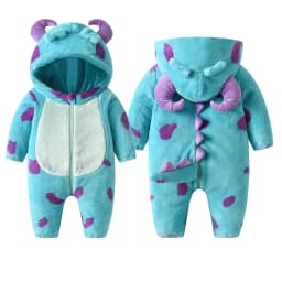 Infant Fleece Jumpsuit Cartoon Animal Horn Hooded Warm Thicken Winter Rompers Outwear Snowsuit for Baby Girls and Boys