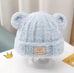 1-4 Y Baby Boys & Girls Winter Hat - Soft Beige Knit Beanie with Bear Ear Flaps, Warm Stretchy Winter Cap for Toddlers & Infants