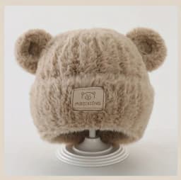 1-4 Y Baby Boys & Girls Winter Hat - Soft Beige Knit Beanie with Bear Ear Flaps, Warm Stretchy Winter Cap for Toddlers & Infants