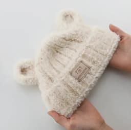 1-4 Y Baby Boys & Girls Winter Hat - Soft Beige Knit Beanie with Bear Ear Flaps, Warm Stretchy Winter Cap for Toddlers & Infants