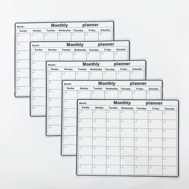 5Pcs/Set Electrostatic Wall Planner - Magnetic Whiteboard Stickers with Weekly/Monthly Study Organizer