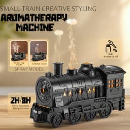 USB Train Shape Aroma Diffuser, 2 Mist Modes, 2 Timers, Night Light, 300ml, Fine Mist, Quiet Air Humidifier for Home Office