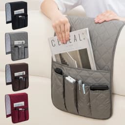 Sofa Armrest Organizer with 5 Pockets and Cup Holder Tray Couch Armchair Hanging Storage Bag for Cellphone TV Remote Control