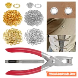 4mm/6mm/12mm Eyelet Grommet Install Plier With 100 Sets Eyelet Metal Hole Ring For DIY Leatherthercraft Bags Belts Shoes Clothes
