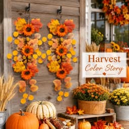 Thanksgiving Autumn Decorative Vine Garlands Orange Sunflowers Maple Leaves Theme Hanging Vines for Home Garden Decoration