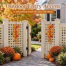 Thanksgiving Autumn Decorative Vine Garlands Orange Sunflowers Maple Leaves Theme Hanging Vines for Home Garden Decoration