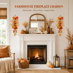 Thanksgiving Autumn Decorative Vine Garlands Orange Sunflowers Maple Leaves Theme Hanging Vines for Home Garden Decoration