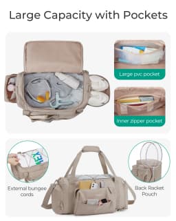 BAGSMART 4-IN-1 Duffle Bags for Women Lightweight Gym Bag with Shoe Compartment Waterproof 30L Travel Carry On Luggage Storage