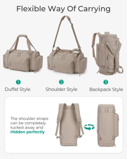 BAGSMART 4-IN-1 Duffle Bags for Women Lightweight Gym Bag with Shoe Compartment Waterproof 30L Travel Carry On Luggage Storage