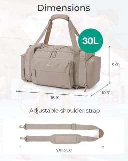 BAGSMART 4-IN-1 Duffle Bags for Women Lightweight Gym Bag with Shoe Compartment Waterproof 30L Travel Carry On Luggage Storage