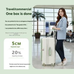 1-Piece Set of Front-Opening Travel Suitcase with Jelly Wheels, Trolley Case with 5cm Expandable Layer, Leather Handle, Luggage Bag with Phone Holder, Foldable Cup Holder, Side Hook Function, Customs Lock, Suitable for Outdoor Beach Vacations and Long-Distance Travel