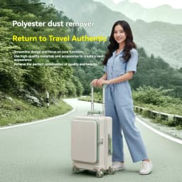 1-Piece Set of Front-Opening Travel Suitcase with Jelly Wheels, Trolley Case with 5cm Expandable Layer, Leather Handle, Luggage Bag with Phone Holder, Foldable Cup Holder, Side Hook Function, Customs Lock, Suitable for Outdoor Beach Vacations and Long-Distance Travel
