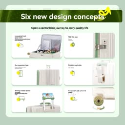 1-Piece Set of Front-Opening Travel Suitcase with Jelly Wheels, Trolley Case with 5cm Expandable Layer, Leather Handle, Luggage Bag with Phone Holder, Foldable Cup Holder, Side Hook Function, Customs Lock, Suitable for Outdoor Beach Vacations and Long-Distance Travel