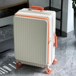 1-Piece Set of Front-Opening Travel Suitcase with Jelly Wheels, Trolley Case with 5cm Expandable Layer, Leather Handle, Luggage Bag with Phone Holder, Foldable Cup Holder, Side Hook Function, Customs Lock, Suitable for Outdoor Beach Vacations and Long-Distance Travel