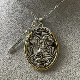 Viking St. Michael Catholic Patron Steel Pendant Necklace Jewelry Divine Sword Senhield Protection Gift for Men and Women
