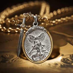 Viking St. Michael Catholic Patron Steel Pendant Necklace Jewelry Divine Sword Senhield Protection Gift for Men and Women