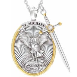Viking St. Michael Catholic Patron Steel Pendant Necklace Jewelry Divine Sword Senhield Protection Gift for Men and Women